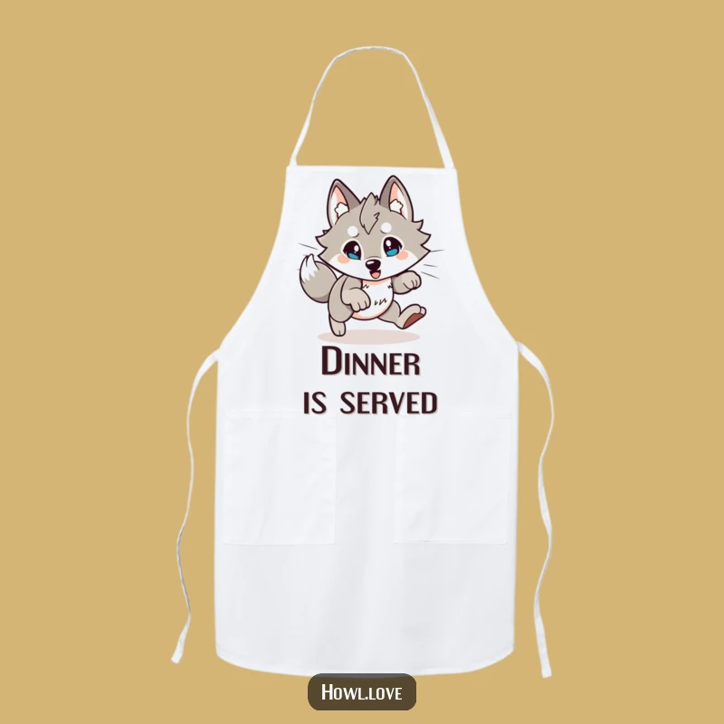 Funny Pouncing Wolf Apron: Energetic Chef Design, Great Gift for Cooks