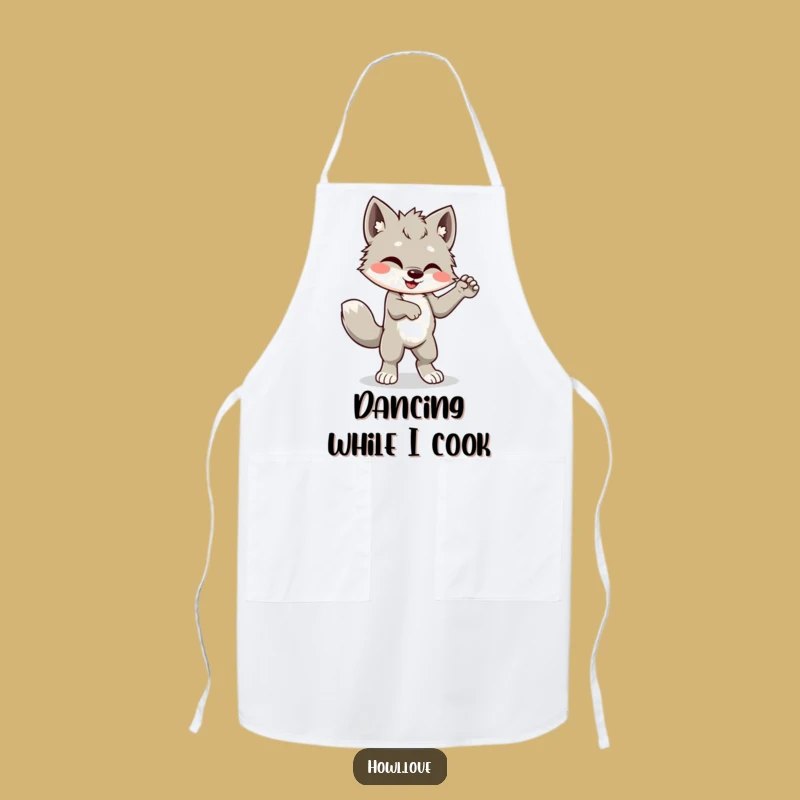 Funny Dancing Wolf Cub Apron: Cook Up Some Moves in Style