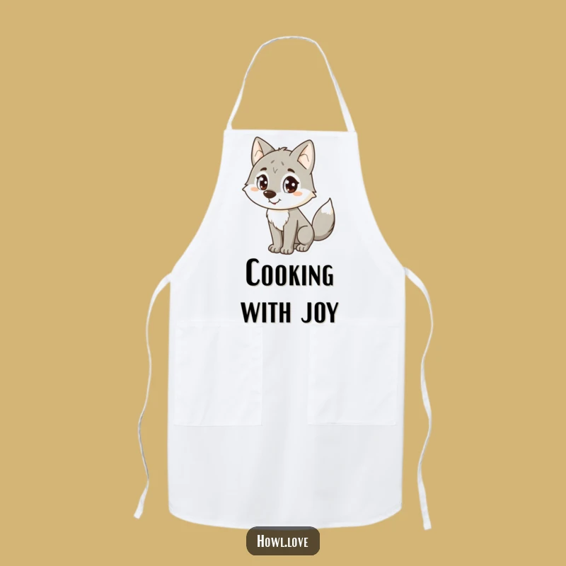 Funny Happy Wolf Apron: Cheerful Kitchen Design, Great Gift Chef