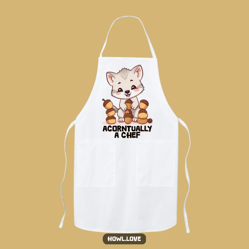 Funny Wolf Cub Acorn Kitchen Apron: Cook & Laugh in Style