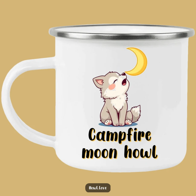 Funny Wolf Cub Moon Camping Mug: Outdoor Howling Drinkware, a Hilarious Celestial Gift