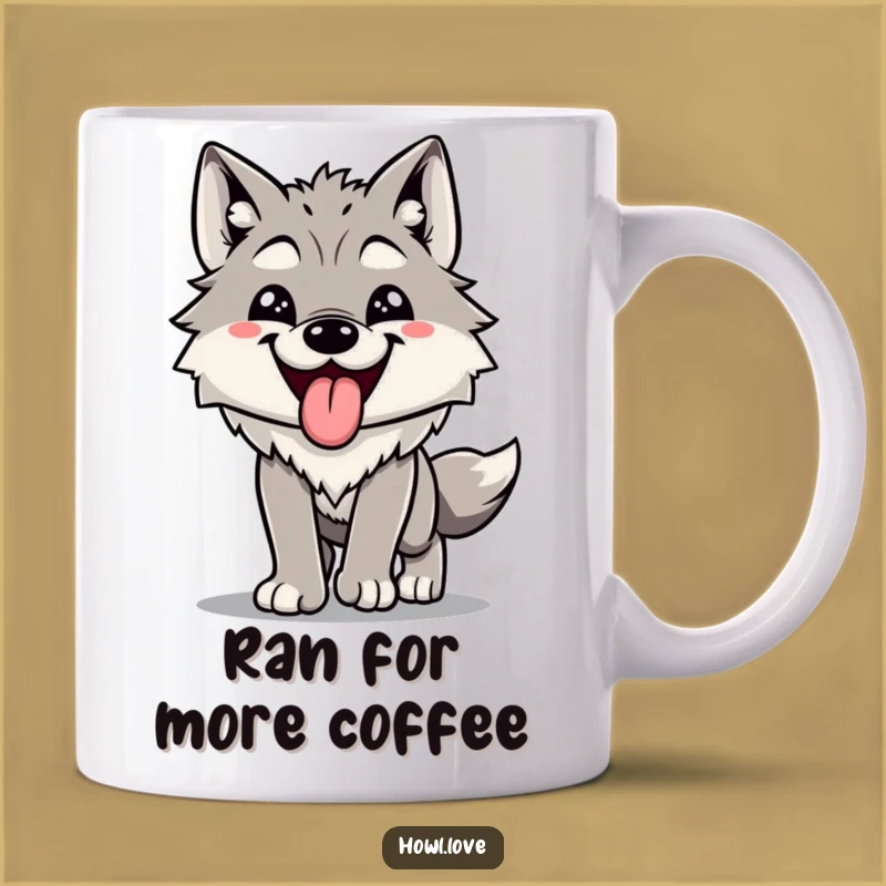 Funny Happy Wolf Panting Mug - Hilarious Post-Run Creature Gift