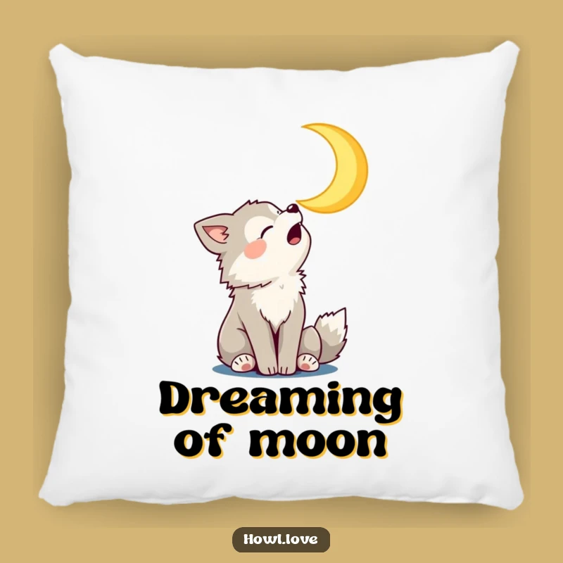 Funny Wolf Cub Moon Pillow: Cozy Howling Cushion, a Hilarious Celestial Gift