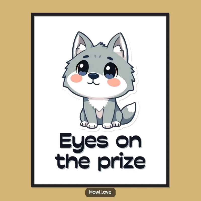 Funny Curious Wolf Digital Art Print for Decor, a Hilarious Gift.