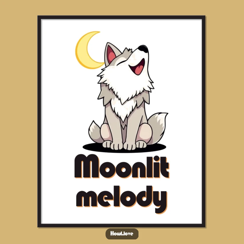 Funny Howling Wolf Digital Art Print for Decor, a Hilarious Gift.