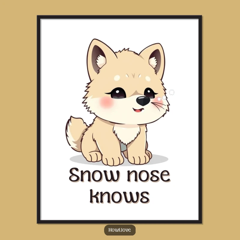 Funny Wolf Cub Snowflakes Digital Art - Printable Winter Charm
