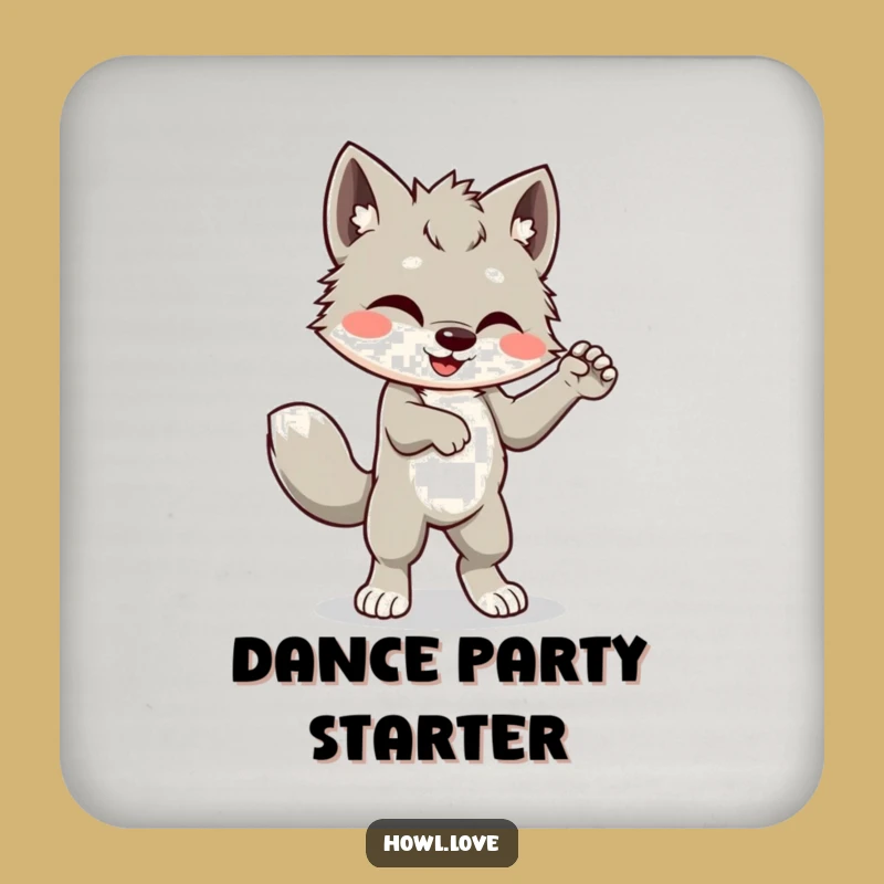 Funny Dancing Wolf Cub Coaster Set: Add Humor to Your Table