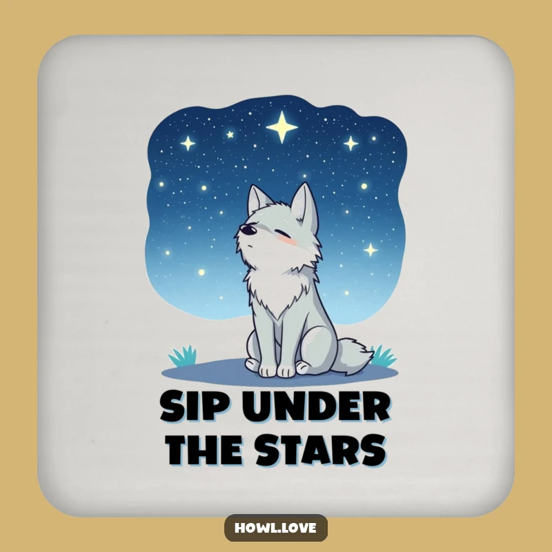 Funny Peaceful Wolf Starry Sky Coaster - Protect Surfaces with Awe