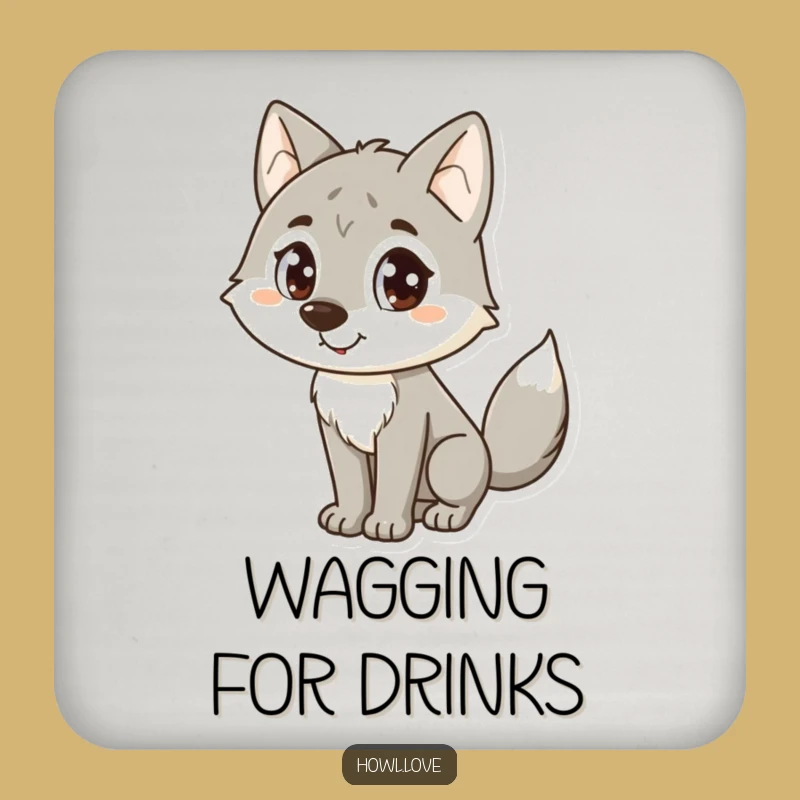 Funny Happy Wolf Coasters: Cheerful Table Protection, Unique Gift