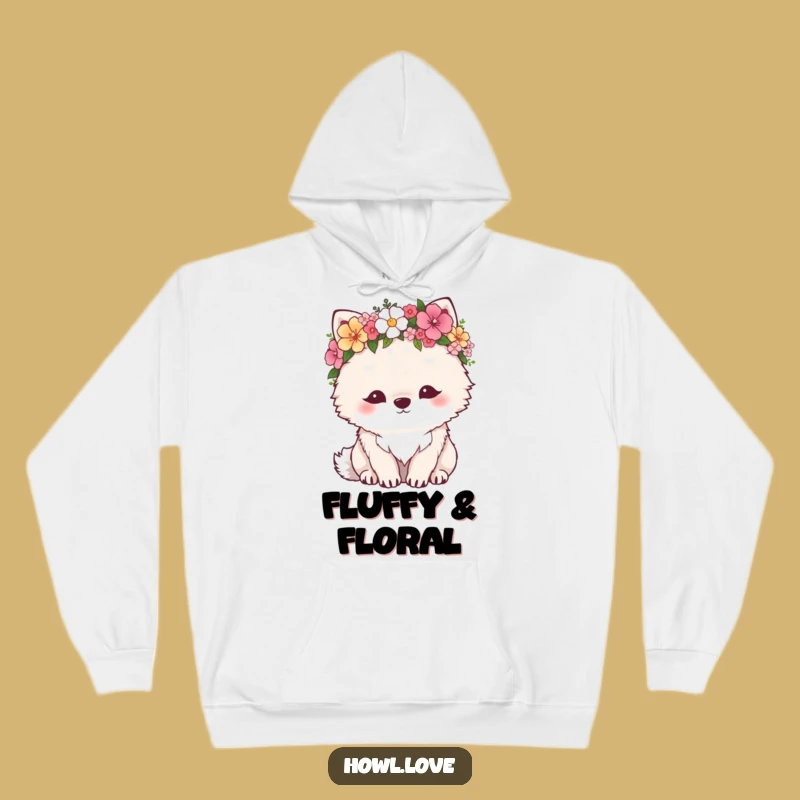Funny Fluffy Wolf Flower Crown Hoodie - Cozy & Boho Winter Wear
