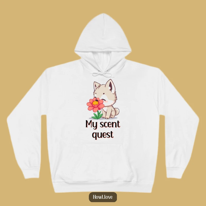 Funny Wolf Cub Flower Hoodie: Cozy Floral Sweatshirt, a Hilarious Nature Lover Gift