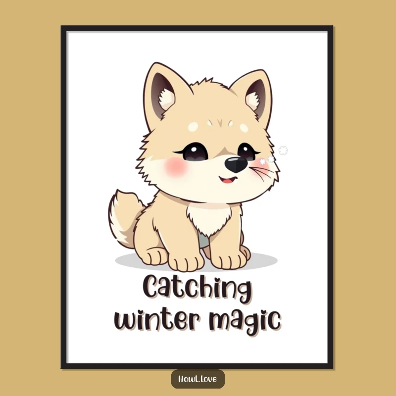 Free Printable Funny Wall Art: Wolf Cub Snowflakes Downloadable Decor