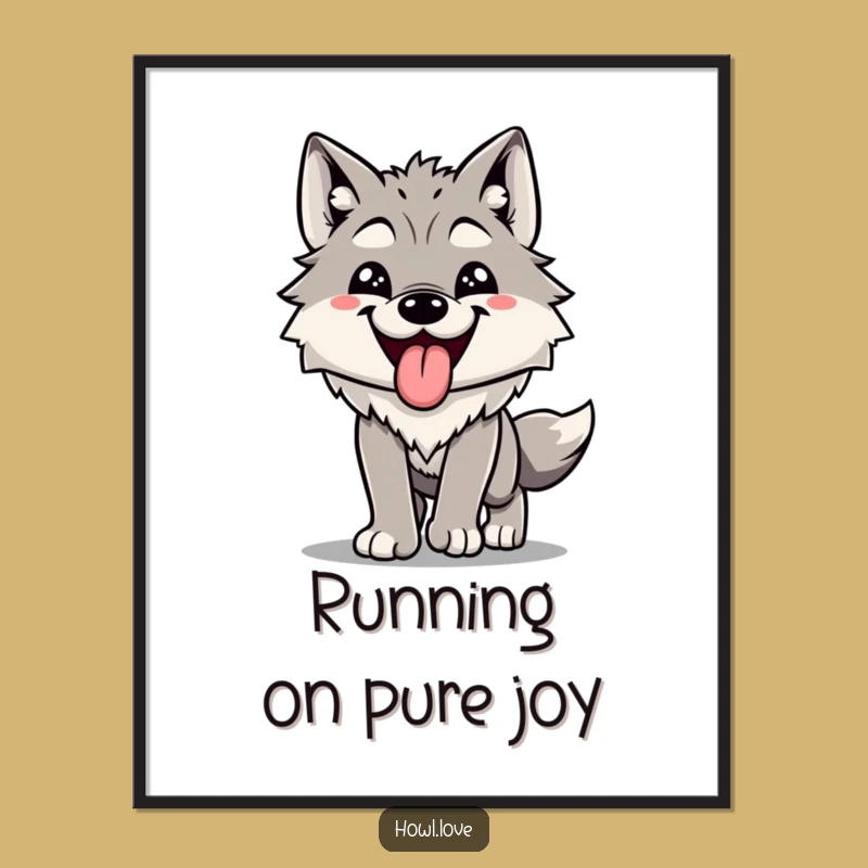 Free Printable Funny Wall Art: Happy Wolf Tongue Out Downloadable Decor