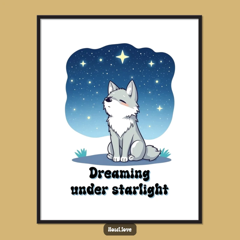 Free Printable Funny Wall Art: Peaceful Wolf Starry Sky Downloadable Decor