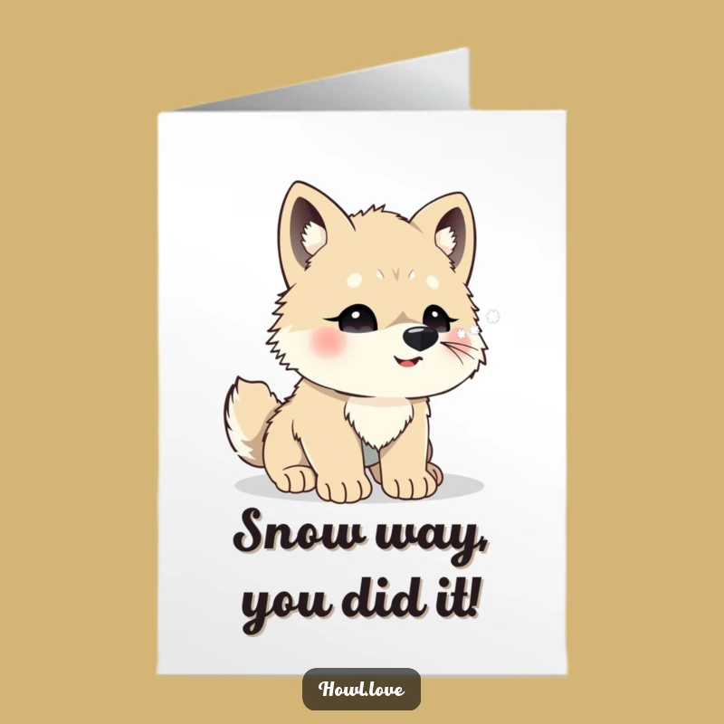 Free Printable Funny Congrats Card: Wolf Cub Snowflakes Downloadable Celebration