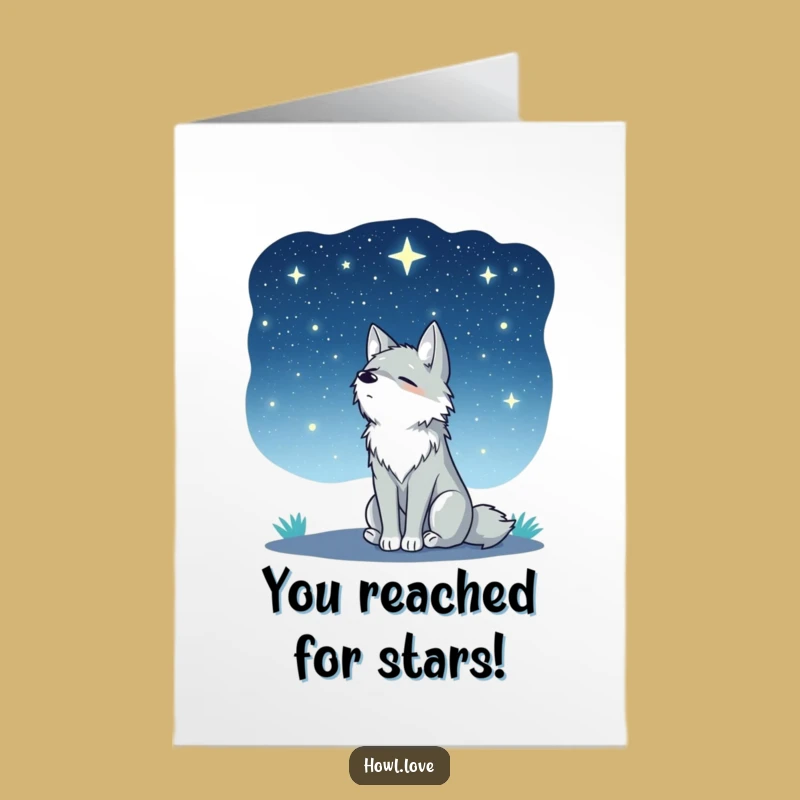 Free Printable Funny Congrats Card: Wolf Starry Sky Downloadable Celebration
