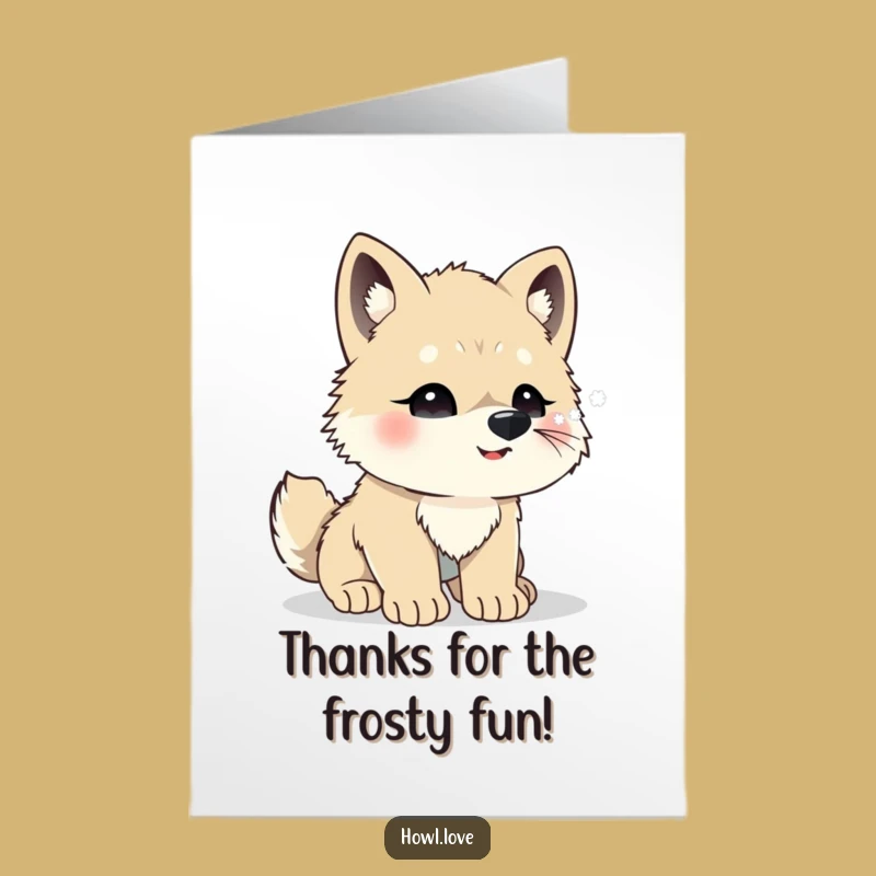 Free Printable Funny Thank You Card: Wolf Cub Snowflakes Downloadable Gratitude