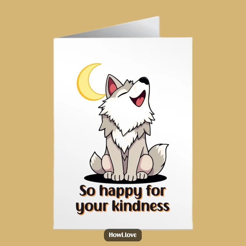 Funny Free Printable Thank You Card: Joyful Wolf Howling for a Moonlit Thanks