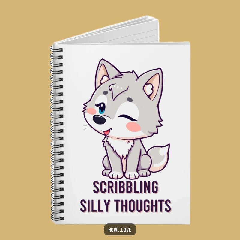 Funny Amused Wolf Notebook for Ideas, a Hilarious Stationery Gift.