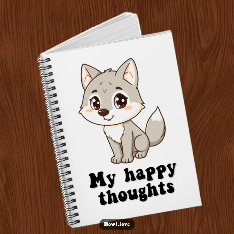 Funny Wolf Notebook: A journal featuring a happy wolf with big dot eyes and a wagging tail, perfect for notes.