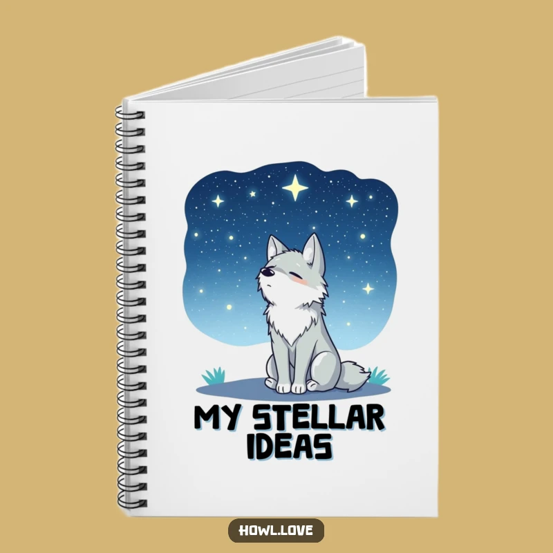 Funny Peaceful Wolf Starry Sky Notebook - Journaling Cosmic Thoughts