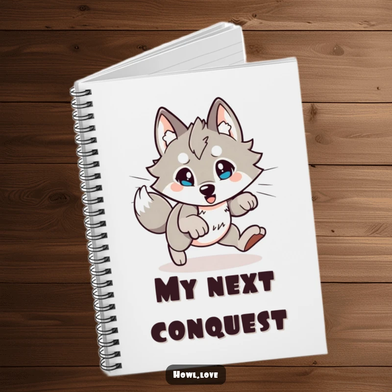 Funny Wolf Notebook: A journal featuring an energetic wolf character in a playful pounce, ready for your thoughts.