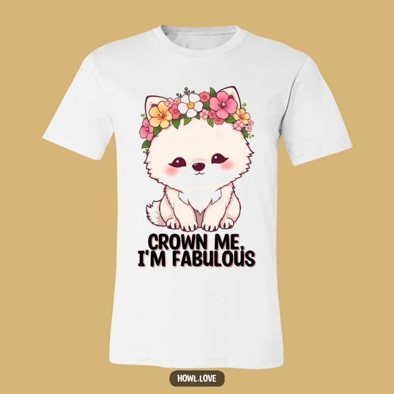 Funny Fluffy Wolf Flower Crown T-Shirt - Boho & Cute Animal Tee Gift
