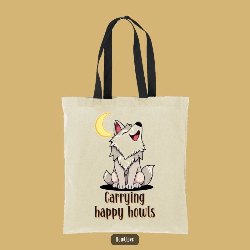 Funny Howling Wolf Tote Bag, a Hilarious Accessory for Night Adventures.