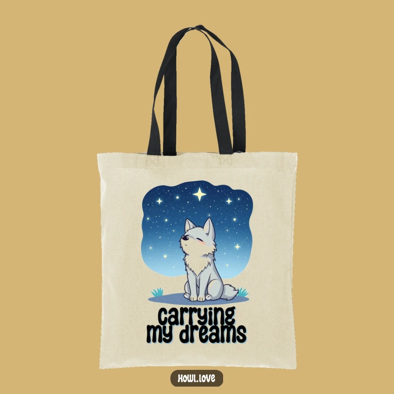 Funny Peaceful Wolf Starry Sky Tote Bag - Spacious & Celestial Carry-All
