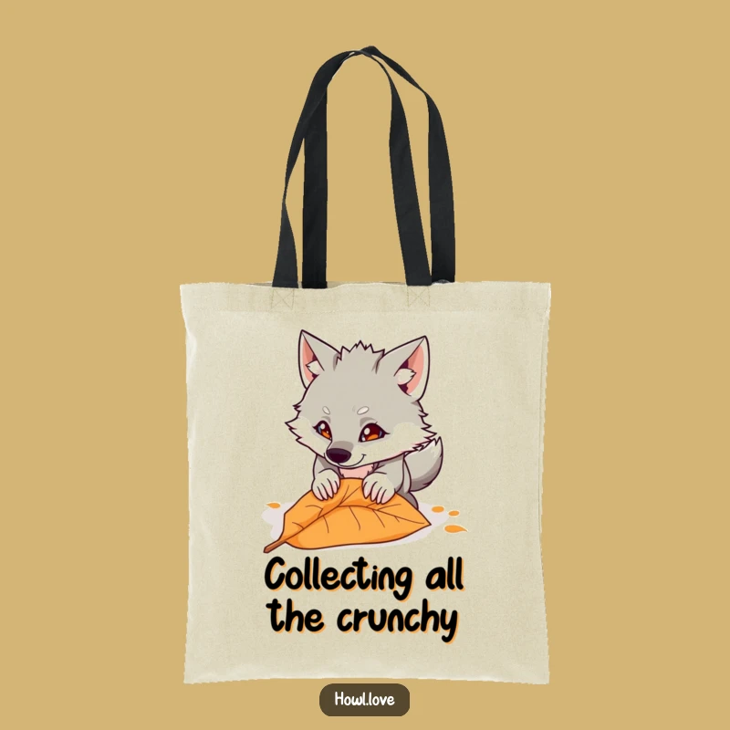 Funny Wolf Pouncing Leaf Tote Bag - Spacious & Humorous Carry-All Gift
