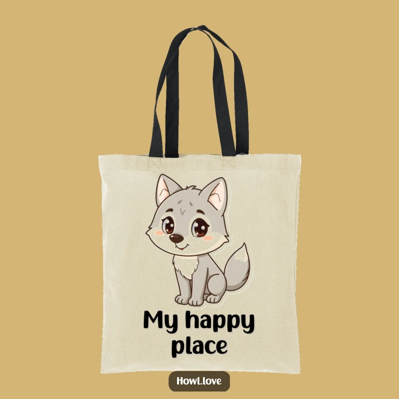 Funny Happy Wolf Tote Bag: Cute & Cheerful Accessory, Great Gift